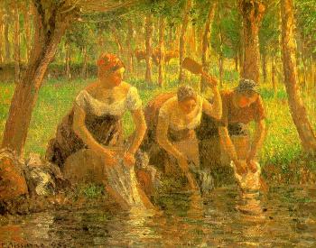 Camille Pissarro : Washerwomen, Eragny-sur-Epte